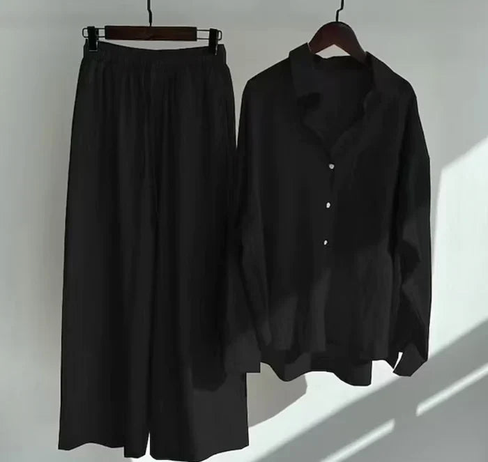 Luftiges zweiteiliges Sommeroutfit aus Leinen – Geneve