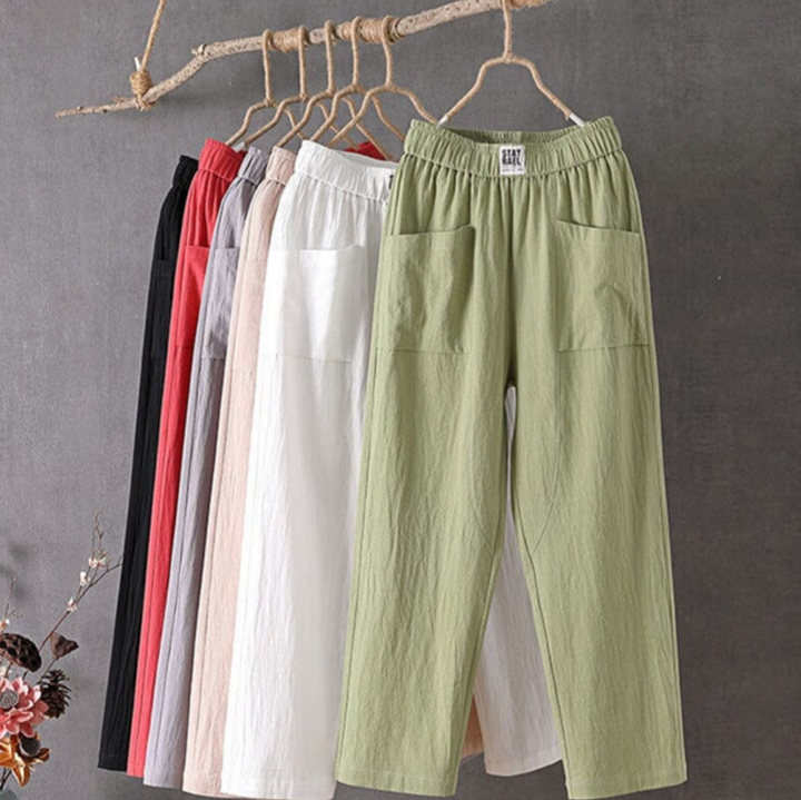 Linen Pants with Elastic Waist - Livia
