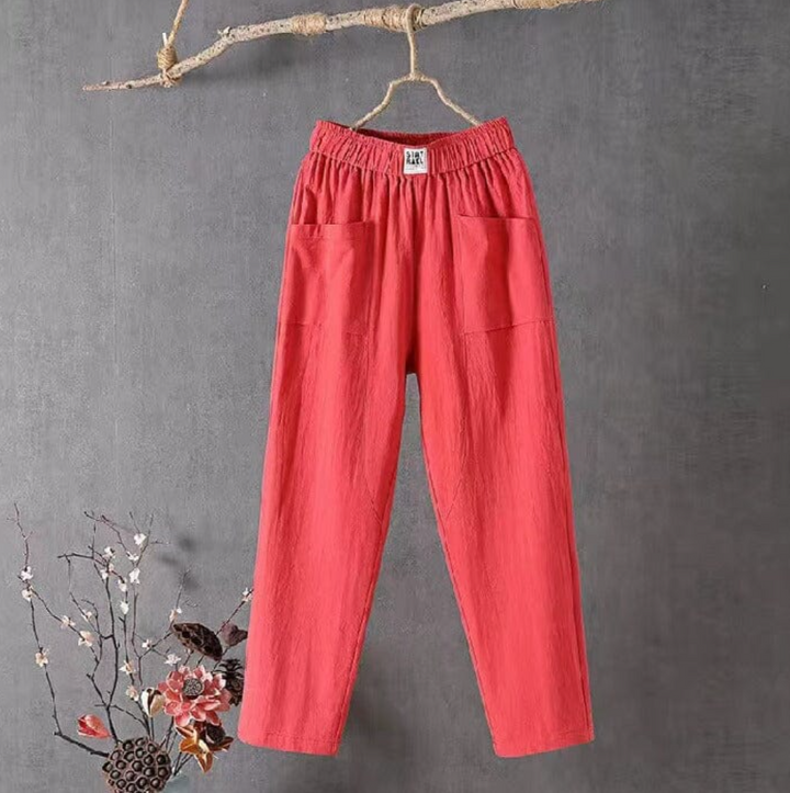 Linen Pants with Elastic Waist - Livia