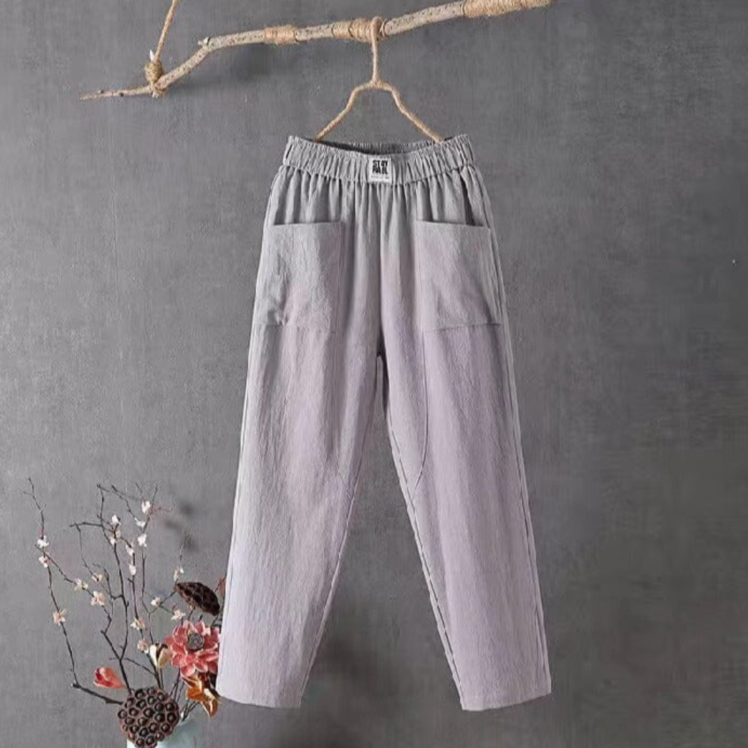 Linen Pants with Elastic Waist - Livia