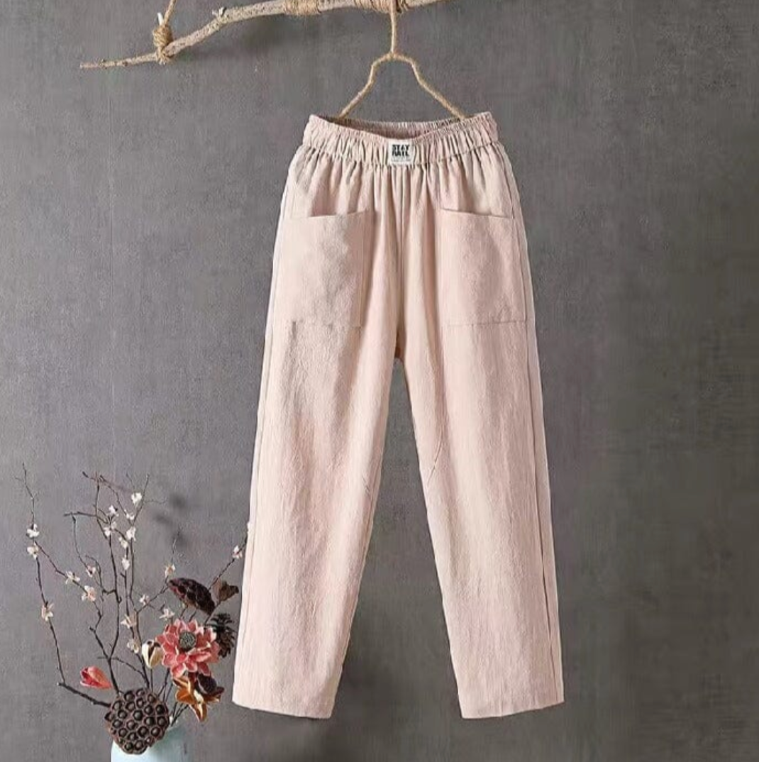 Linen Pants with Elastic Waist - Livia