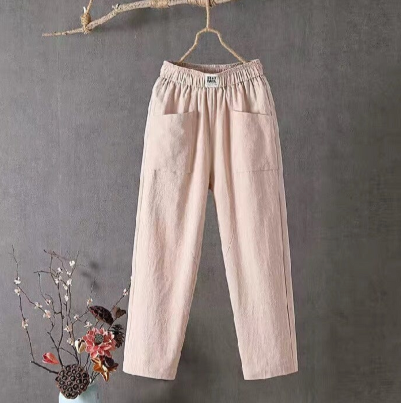 Linen Pants with Elastic Waist - Livia