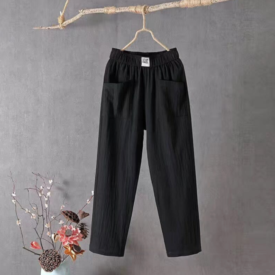 Linen Pants with Elastic Waist - Livia