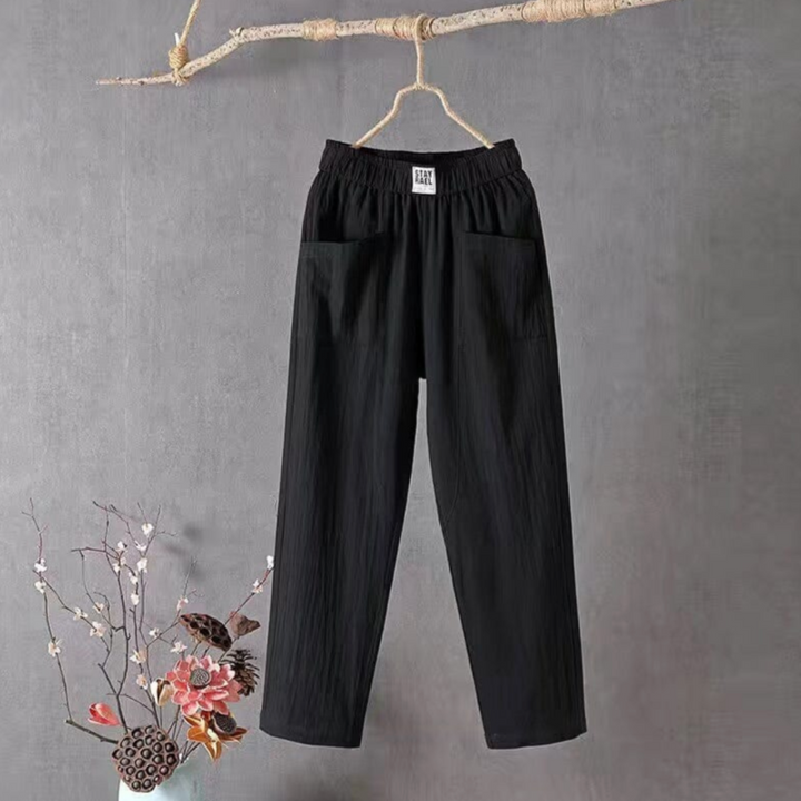 Linen Pants with Elastic Waist - Livia