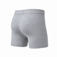 Lichtgrijze gemêleerde boxershort van achteren en schuin van opzij, met effen zitvlak en brede tailleband. 8