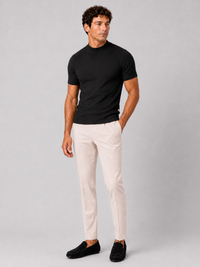 Men's Mock Neck Ribbed T-Shirt Fitted Stretch Short Sleeve Top 18