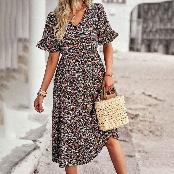 Floral Print Midi Dress - Lilac