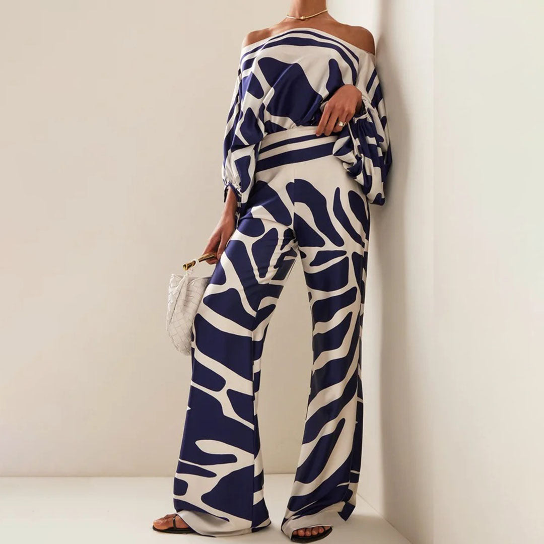 Zweiteiliges Damen-Set mit Print & lockerem Schnitt – Valeria