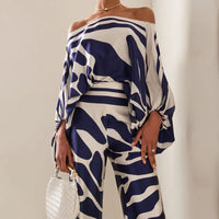 Zweiteiliges Satin-Set mit Muster – Selena