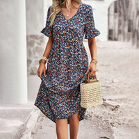 Floral Print Midi Dress - Lilac