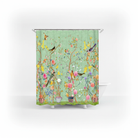 Blumen Und Vogelmotiv Duschvorhang - AquaFlora