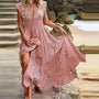 Boho Sommer-Maxikleid mit V-Ausschnitt und Luftiger Passform - Talia
