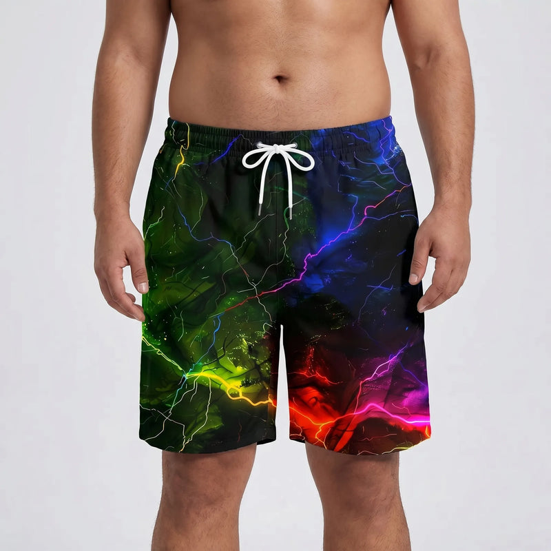 Bold Graphic Print Beach Shorts - Cameron