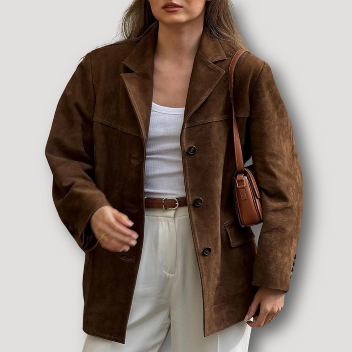Oversize-Wildlederjacke mit umgeschlagenem Kragen – Alina Herbstedition