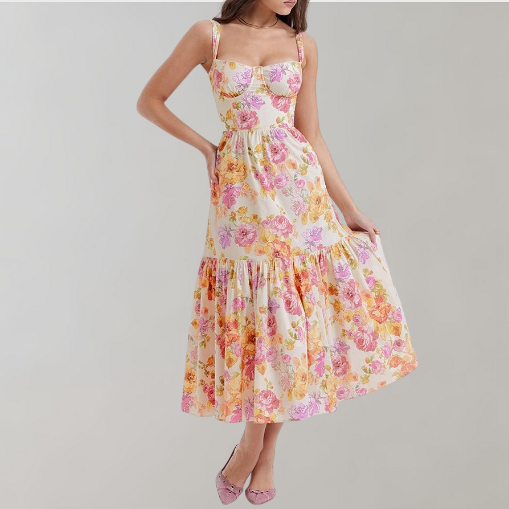 Geblümtes ausgestelltes Midikleid – Mireille