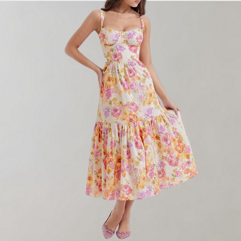 Geblümtes ausgestelltes Midikleid – Mireille