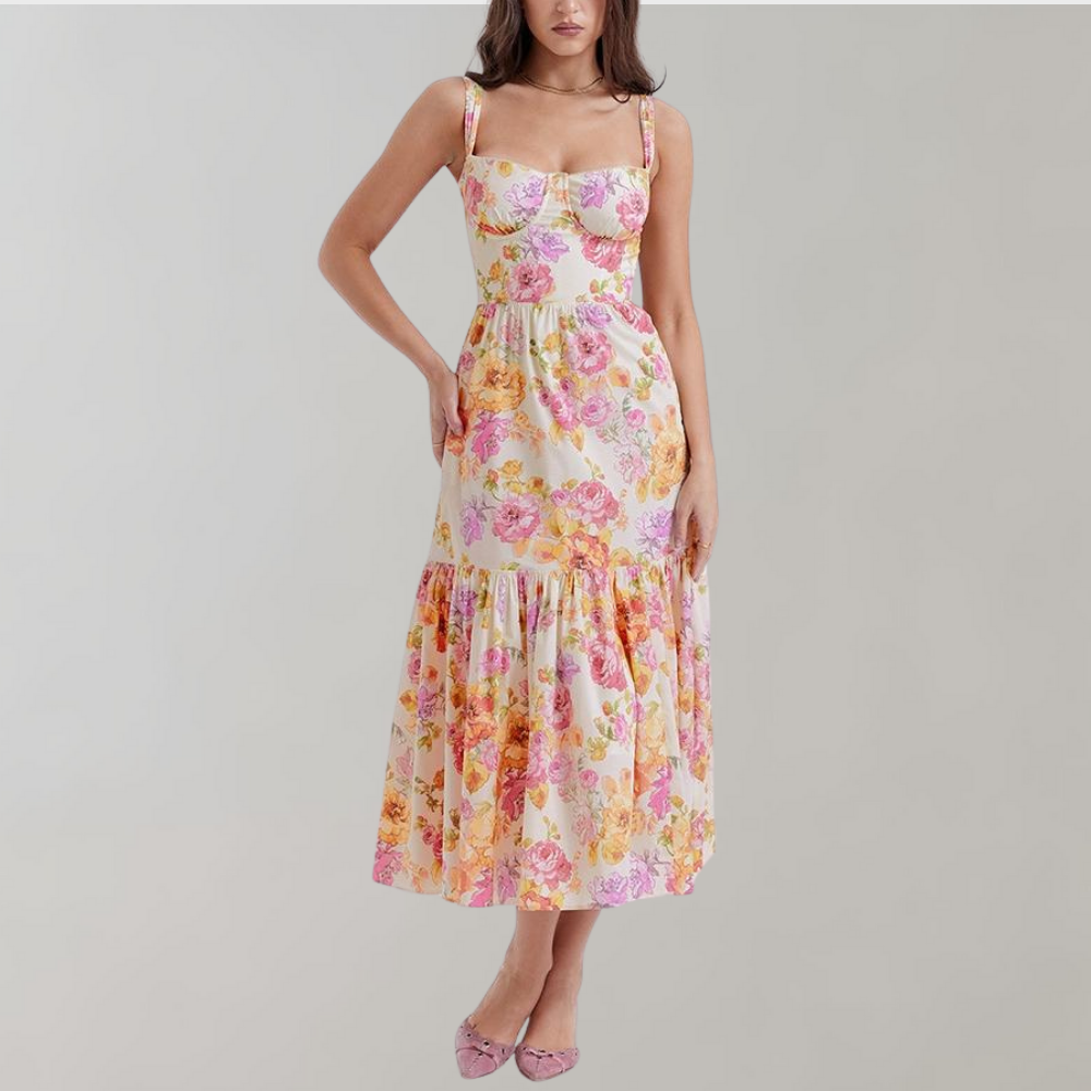 Geblümtes ausgestelltes Midikleid – Mireille
