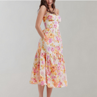 Geblümtes ausgestelltes Midikleid – Mireille