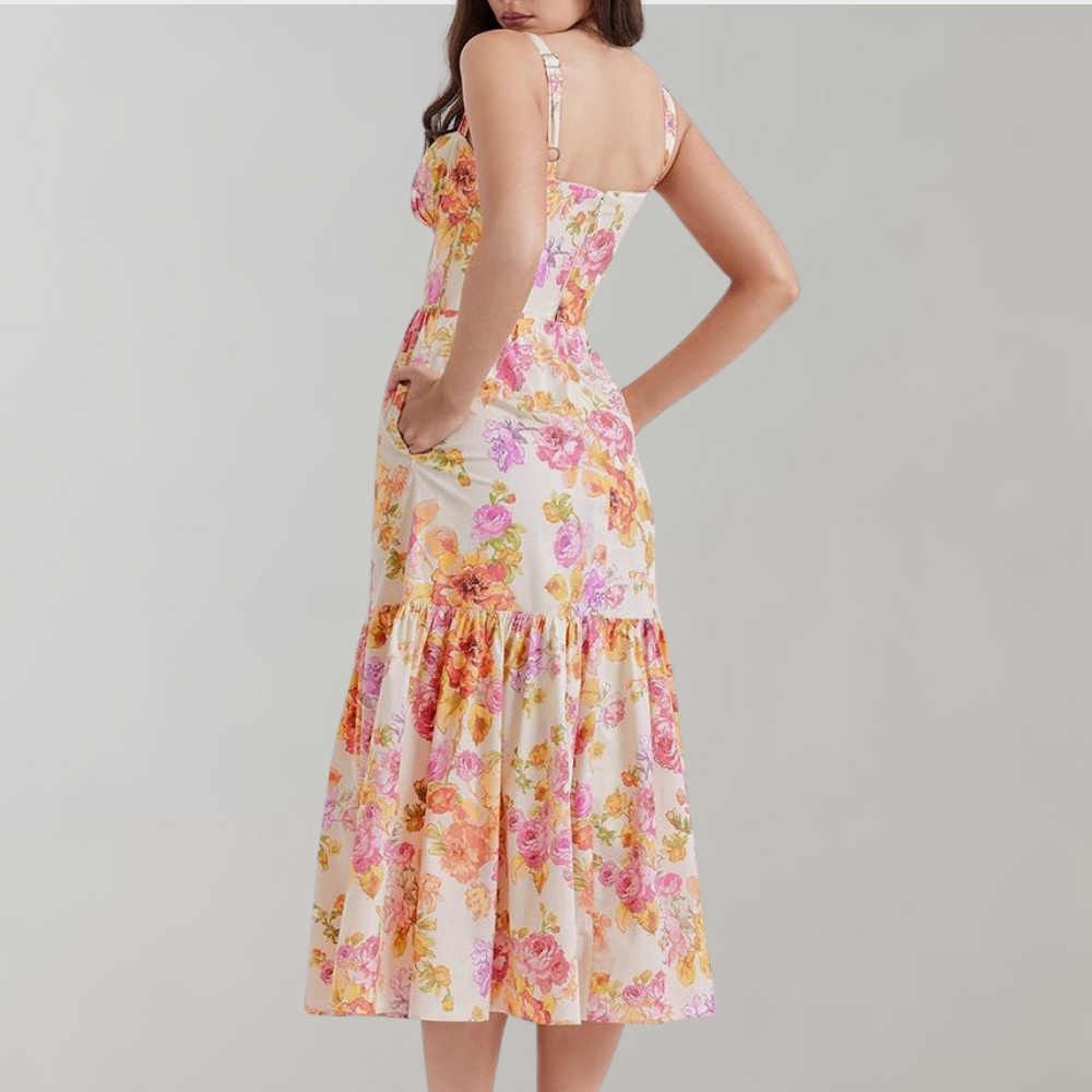 Geblümtes ausgestelltes Midikleid – Mireille