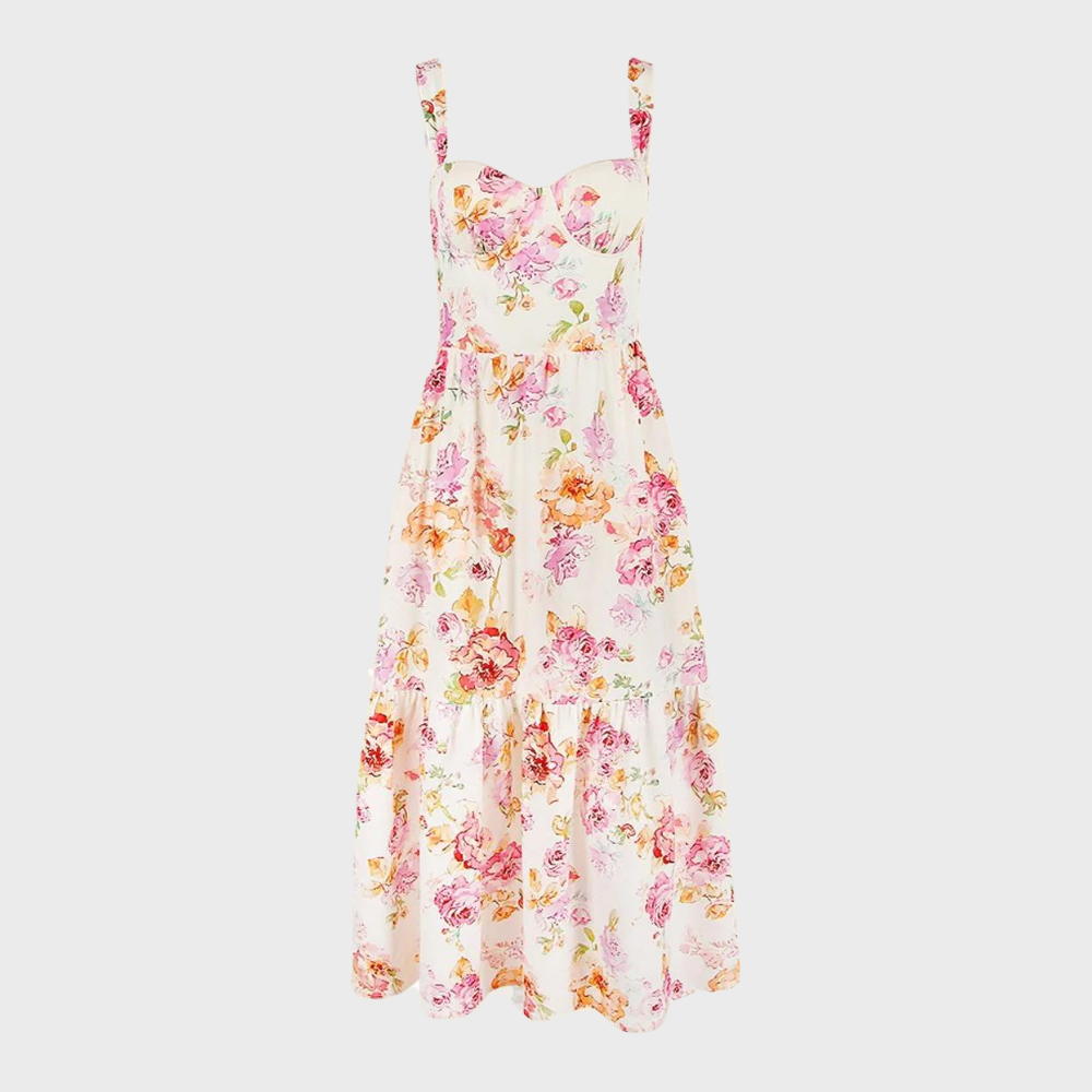 Geblümtes ausgestelltes Midikleid – Mireille