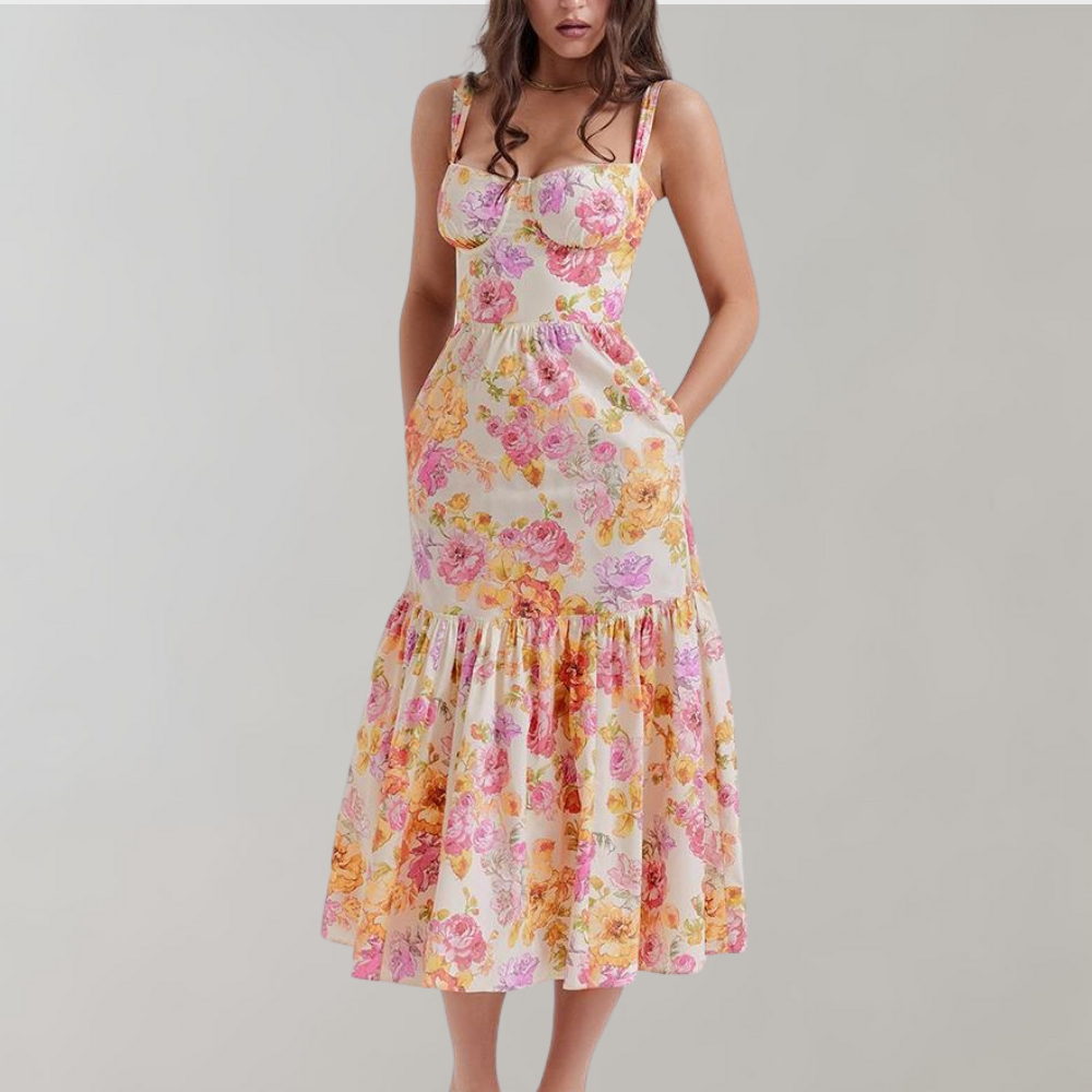 Geblümtes ausgestelltes Midikleid – Mireille