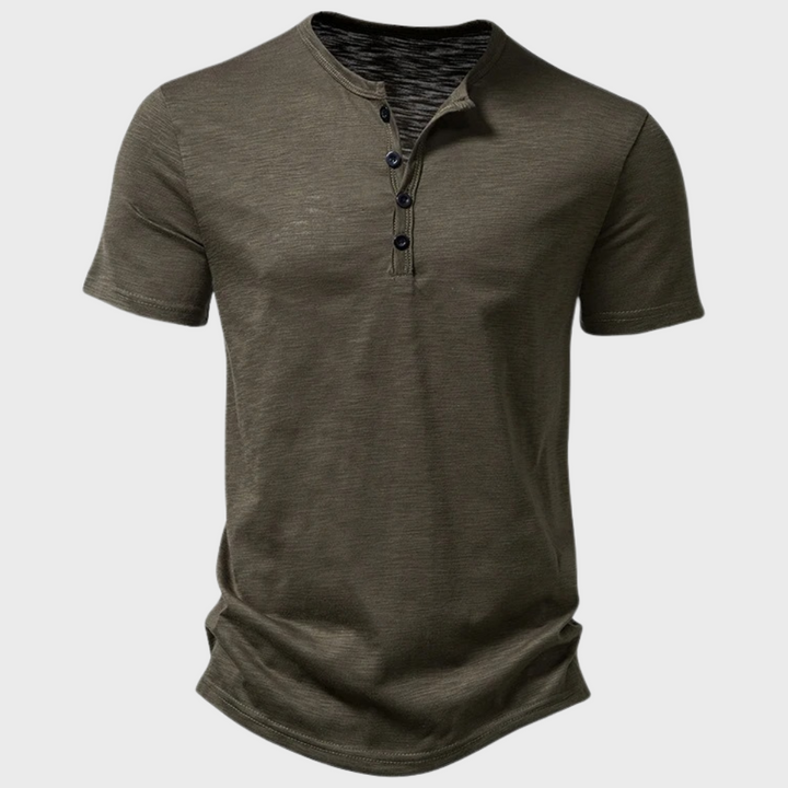 Casual Men's T-Shirt with Henley Collar - Cody