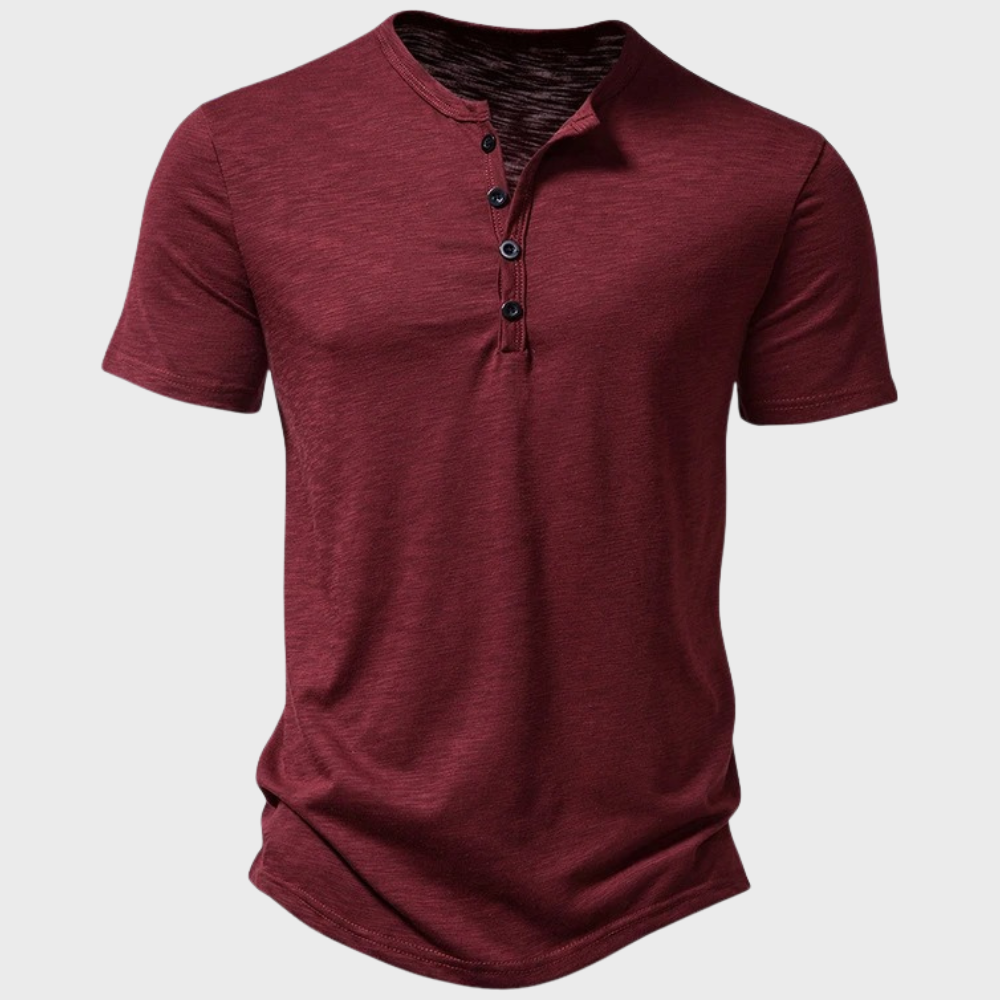 Casual Men's T-Shirt with Henley Collar - Cody
