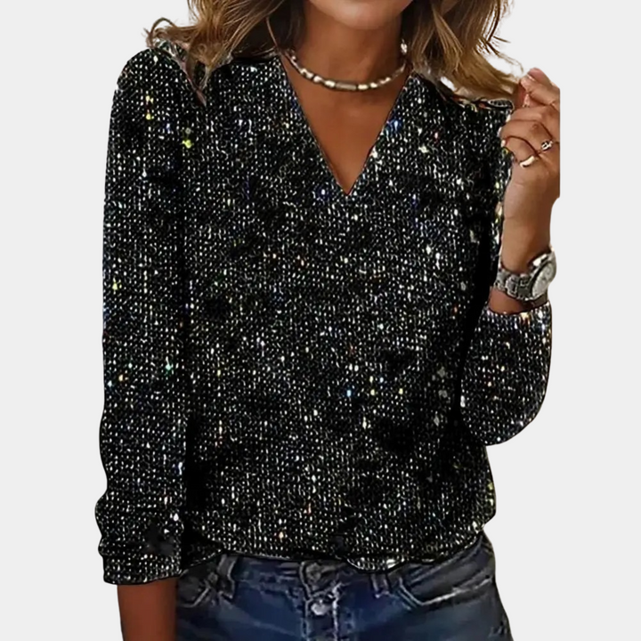 Louaya - Elegantes Damenshirt mit Glitzereffekt