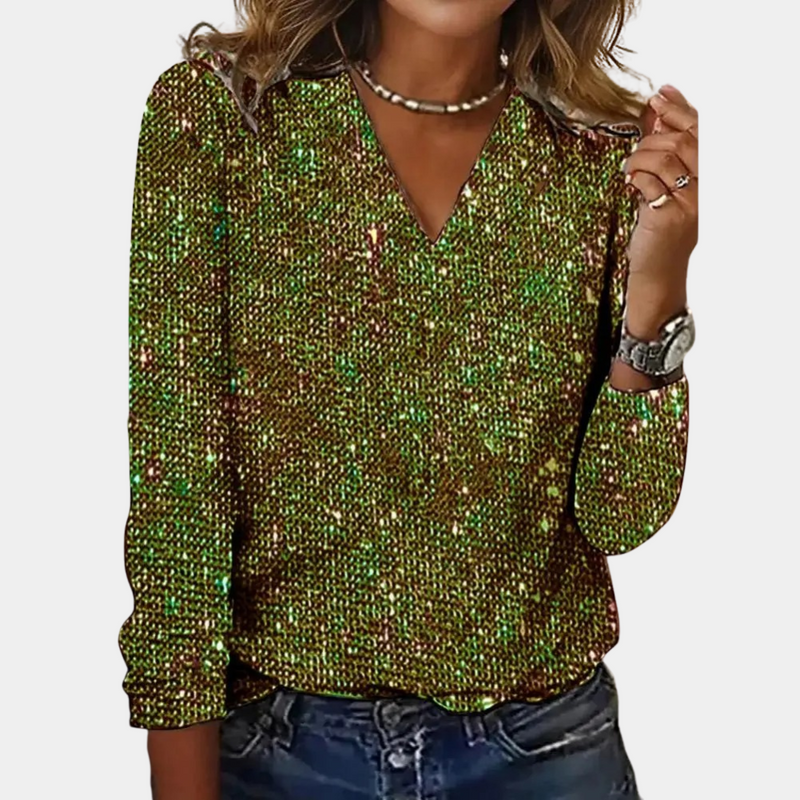 Louaya - Elegantes Damenshirt mit Glitzereffekt