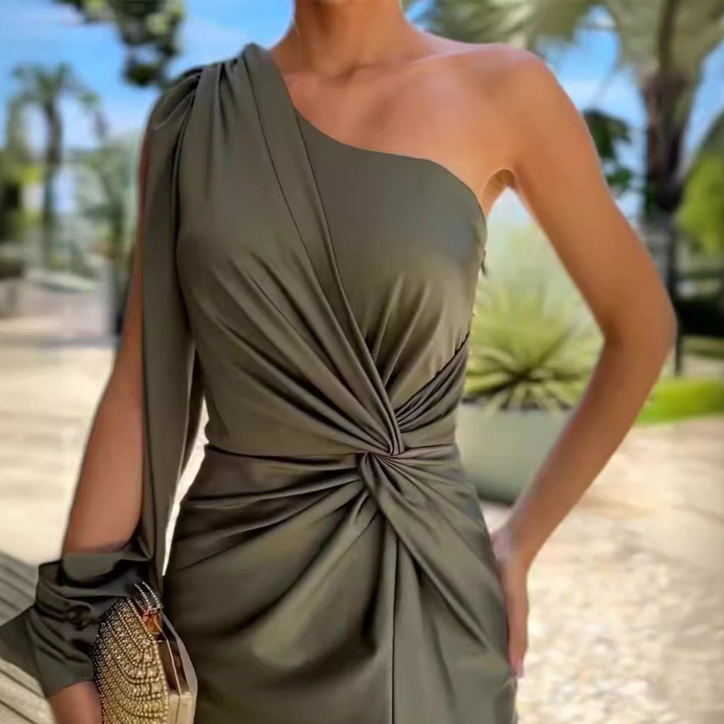 Trendy One-Shoulder Avondjurk - Luna