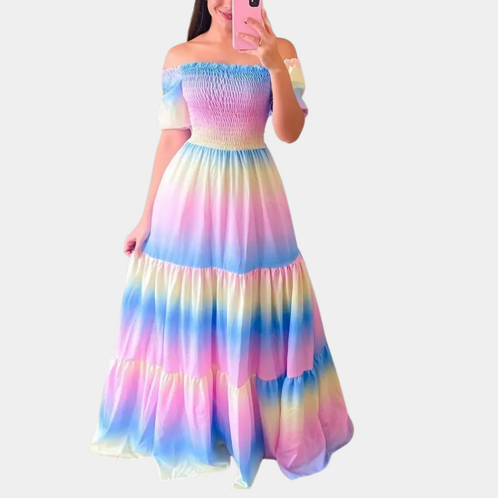 Schulterfreies, mehrlagiges Sommerkleid – Noémie