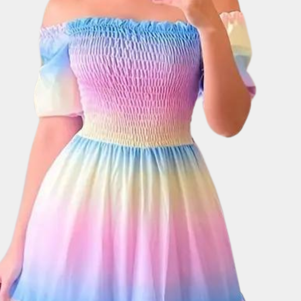 Schulterfreies, mehrlagiges Sommerkleid – Noémie