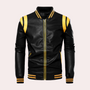 Leder Herren-Bomberjacke mit Reißverschluss und sportlichen Streifen – Dorian