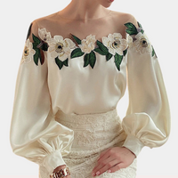 Gebloemde Beige Damesblouse met Losse Pasvorm – Elvira