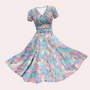 Buntes Midikleid mit V-Ausschnitt – Selina