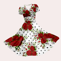 Buntes Midikleid mit V-Ausschnitt – Selina