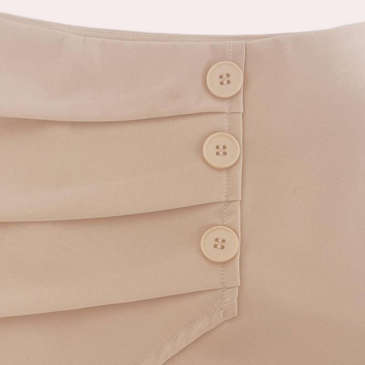 Asymmetric Women's Shorts with Decorative Buttons – Nerina