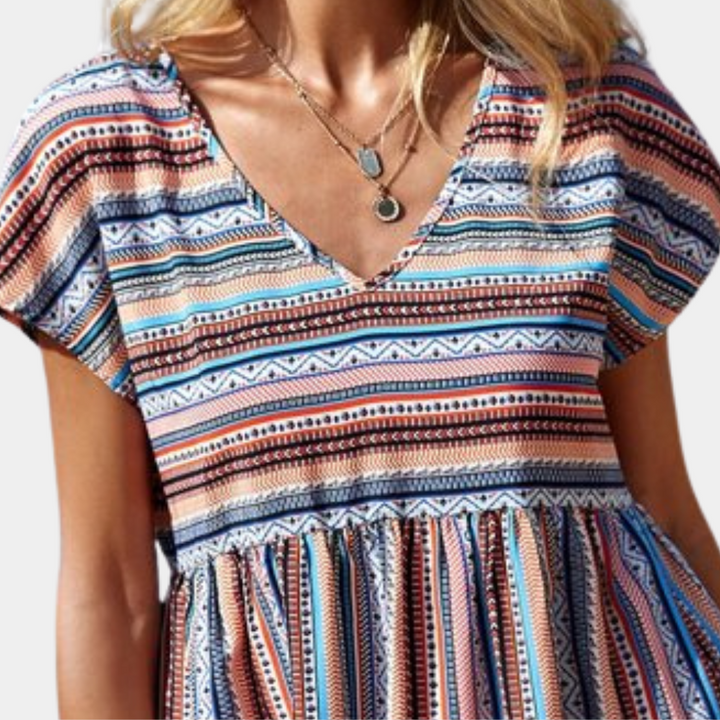 Gestreiftes Sommerkleid aus weichem Stoff – Linae
