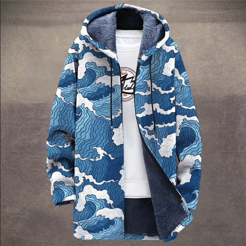 Retro Herrenjacke mit Colorblock-Print und Kapuze – Eliano