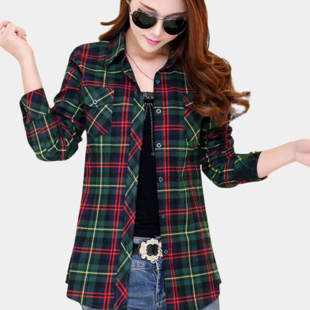 Modieuze Blouse met Karo-Patroon - Sienna