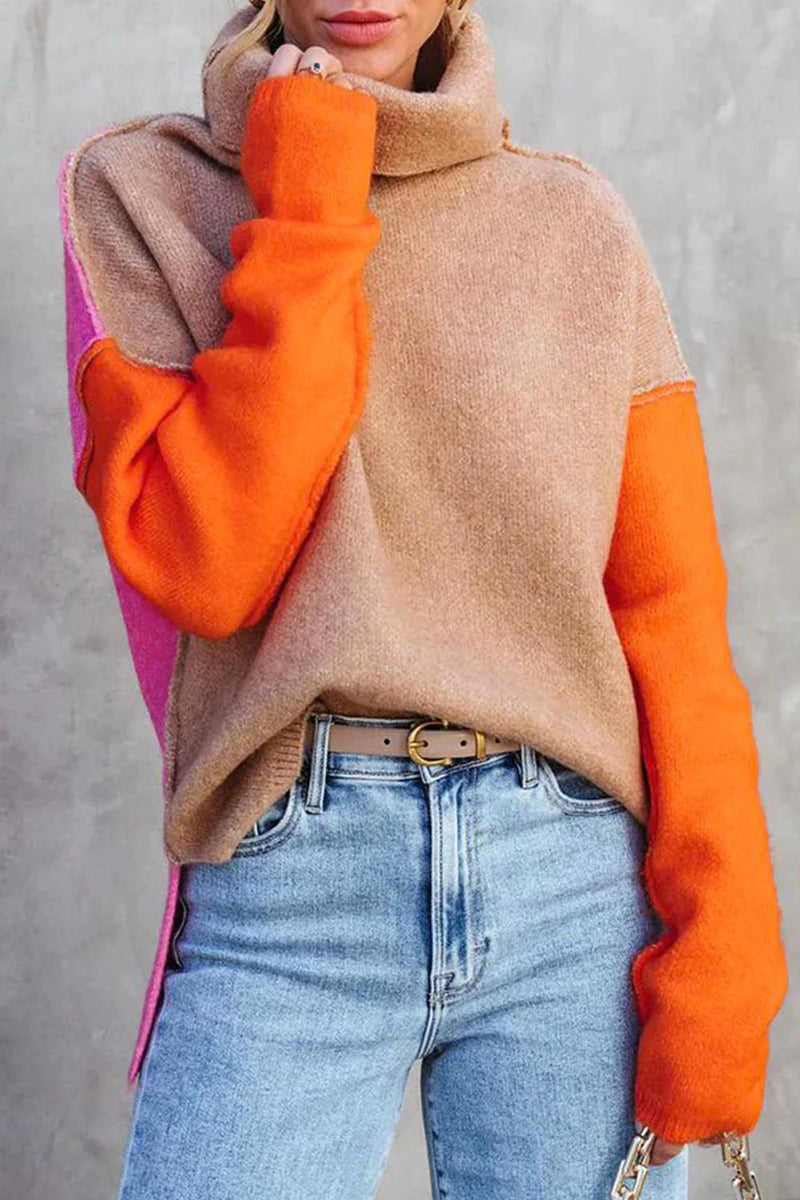 Beeindruckender Color-Block Strickpullover - AutumnVibe