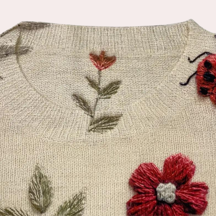 Fröhlicher Damenpullover mit Blumenmuster - Fleur
