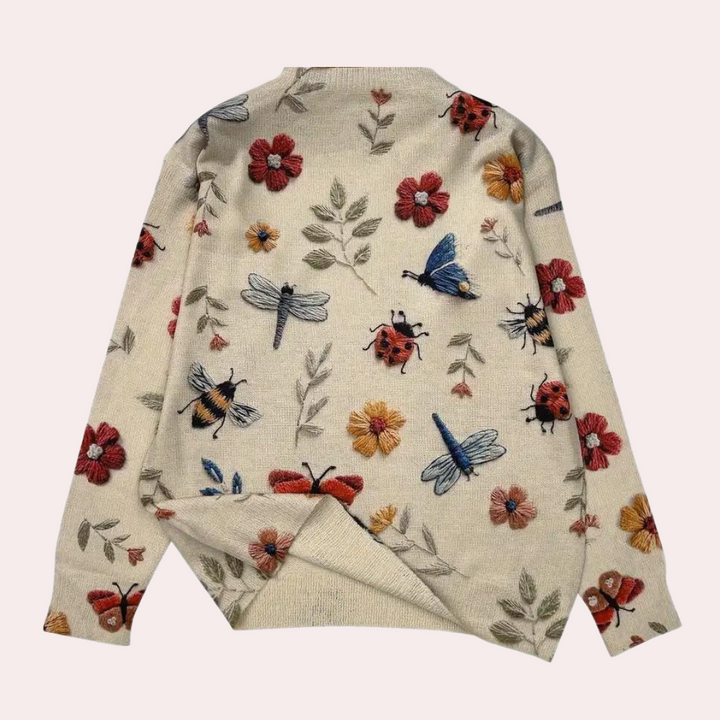 Fröhlicher Damenpullover mit Blumenmuster - Fleur