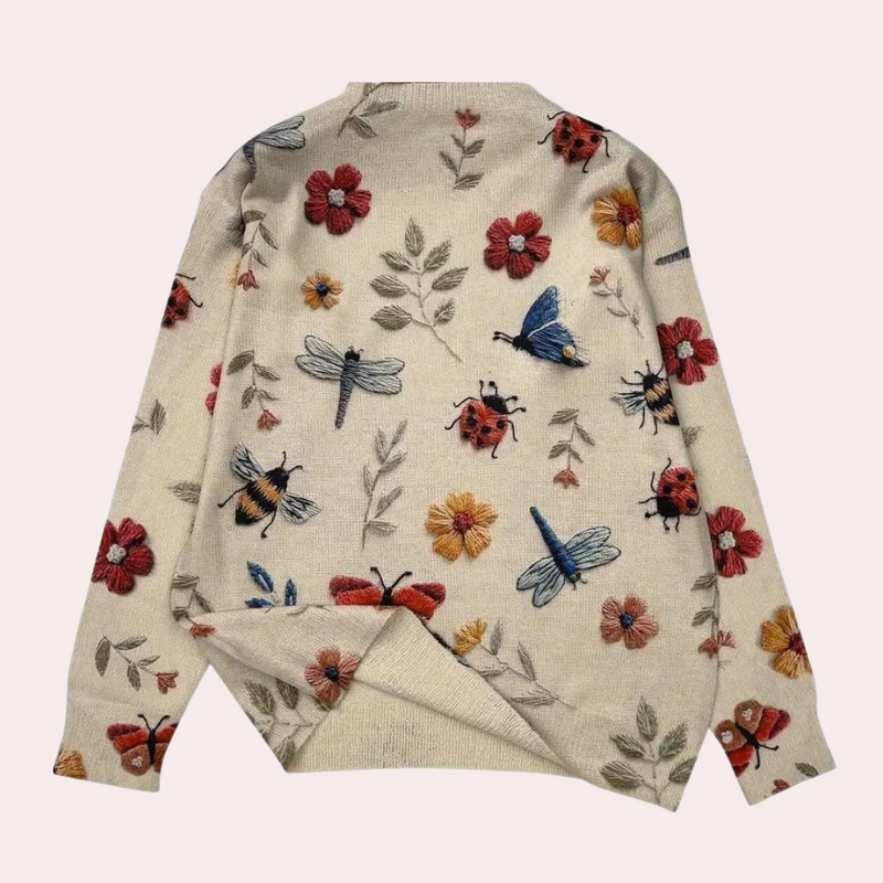 Fröhlicher Damenpullover mit Blumenmuster - Fleur