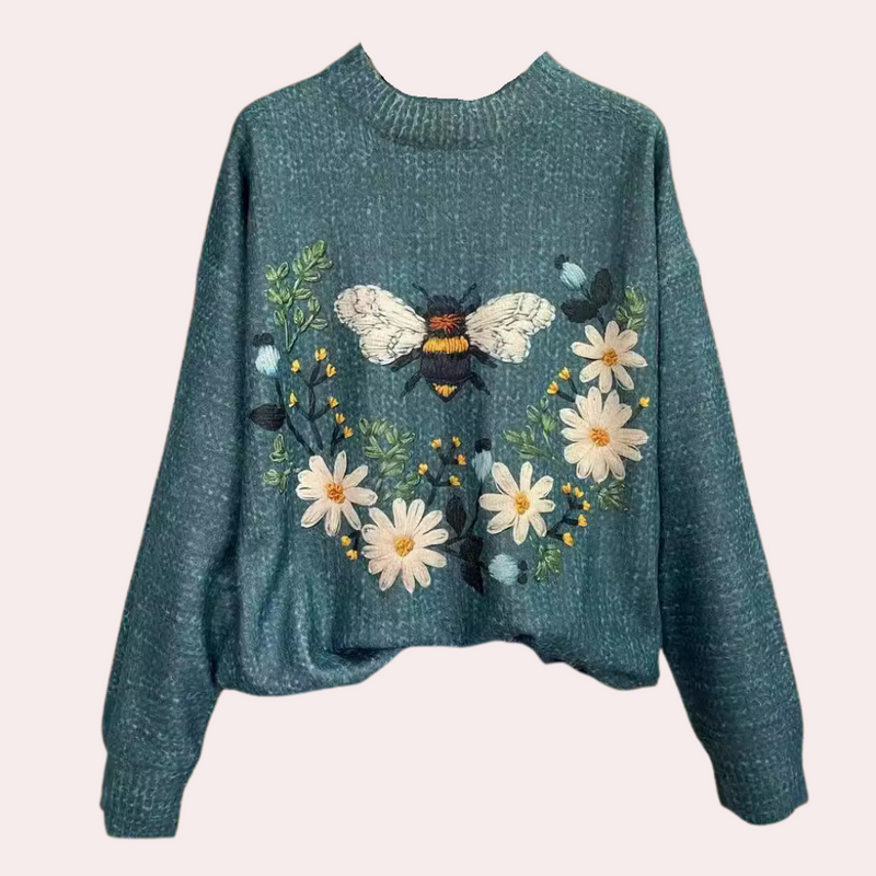 Fröhlicher Damenpullover mit Blumenmuster - Fleur