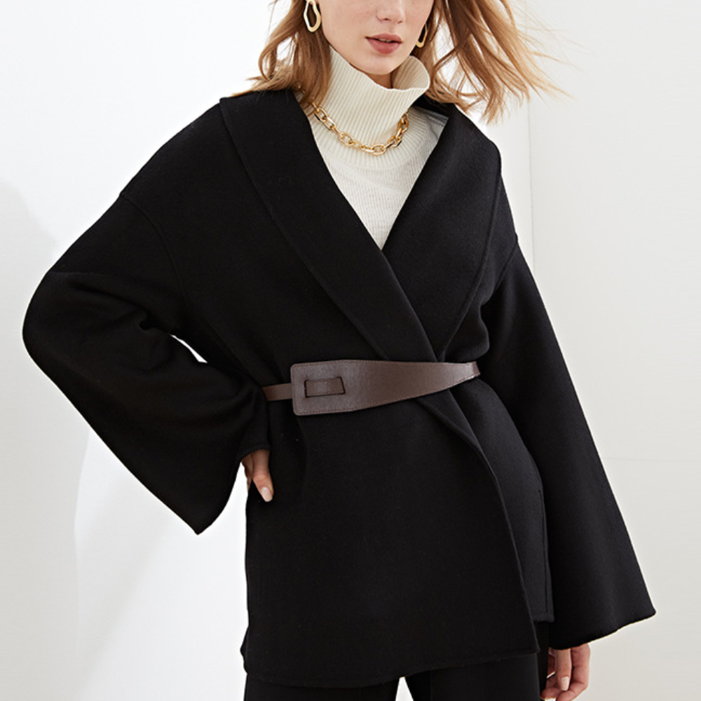 Wool Women's Coat with Belt – Elvira