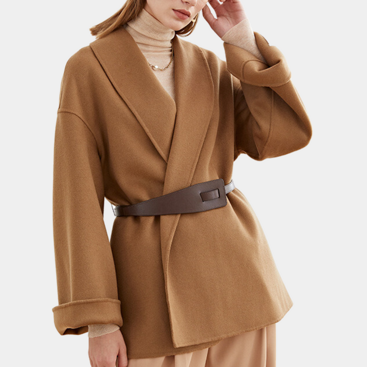 Wool Women's Coat with Belt – Elvira
