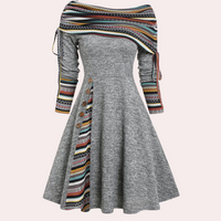 Stylish A-line Dress with Accent Print - Elara