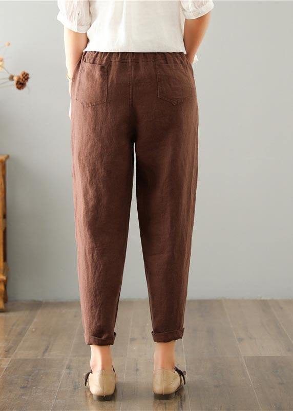 Damen-Sommerhose aus Leinen-Baumwoll-Mischung mit elastischem Bund – Clara