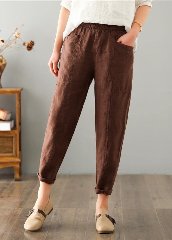 Damen-Sommerhose aus Leinen-Baumwoll-Mischung mit elastischem Bund – Clara